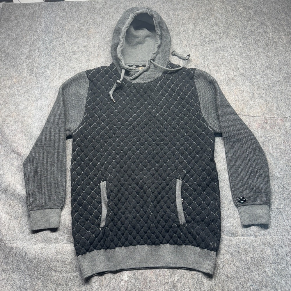 XIOS New York Men's 2XL Quilted Pullover Hoodie Gray Streetwear Sweatshirt